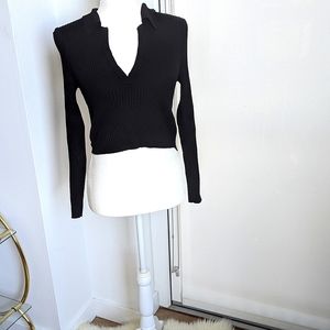 H&M Ribbed collar long sleeve top